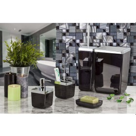 Resim Primanova Toskana Banyo Seti Şeffaf Siyah 