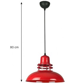 Resim Fener Kırmızı Renk Özel Tasarım Modern Salon - Mutfak - Cafe Tekli Sarkıt Avize Ampulsüz Kırmızı 