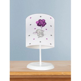Resim Mekta Home Bebek ve Çocuk Odası Filli ve Mor Balon Desenli Abajur 