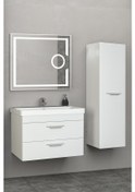 Resim Maria 80 Cm Banyo Dolabi Mercekli Led Ayna - Beyaz (Boy Dolap Dahil) Çok Renkli 