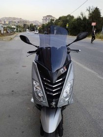 Resim Motocam Peugeot Citystar 200 Siperlik Ön Cam 2017 2018 Model 56cm Açıkfüme Renkli 4mm Uzun Cam 