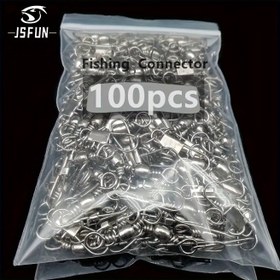 Resim 100 adet B-Tipi Hızlı Bağlayıcılar - Tatlı ve Tuzlu Sular için Dayanıklı Demir Balıkçılık Kamışı, Rigging ve Tackle Setup için İdeal, Balıkçılık Ekipmanlarının Temel Parçaları|Dayanıklı Balıkçılık Kamışı|Metalik Kaplama, Balıkçılık Kamışı 