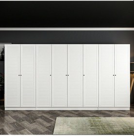 Resim Minar Kale 8 Mebran Panjur Kapaklı 2 Çekmeceli Dolap Beyaz/beyaz 190cm Beyaz 