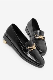 Resim Tonny Black Kadın Siyah Kadın Klasik Loafer Toka Detayl Babet Günlük Babet 