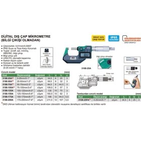 Resim Insize 3108-25A Dijital Dış Çap Mikrometre (Bilgi Çıkışı Olmadan) 