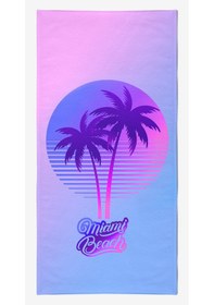 Resim MIAMI BEACH Dijital Baskılı 75x150 Cm Plaj Havlusu Mor 