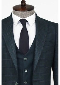 Resim Wessi Ekose Ceketli Slim Fit Yeşil Erkek Takım Elbise Yeşil 