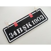 Resim DNZSM Dekor Plaka - 34 Bşk 1903 Kişiye Özel (22X7,5CM) Vantuzlu Pleksi Dekor Levha Siyah Beyaz Plaka 