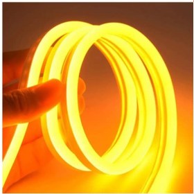 Resim Neon Esnek Şerit Led Amber Renk Su Geçirmez + 220 Volt Fişli Tak Çalıştır 40 Metre - Amber - 40 Cm Fiş 