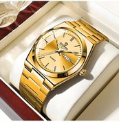 Resim Yeni Erkek Izle Işık Lüks Marka Paslanmaz Çelik Çift Takvim Su Geçirmez Erkek Gold Altın - Gümüş 