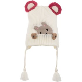 Resim Kitti Kız Çocuk 4-8 Yaş Kulaklıklı Çocuk Bere - Krem / 4-8 Yaş 