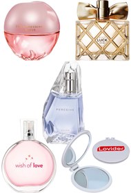 Resim Avon Kadın Parfüm Seti; Incandessence Lotus + Wish Of Love + Perceive + Luck + Lovider Cep Aynası 