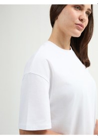 Resim Jud Emilia 80002 Oversize Beyaz Kadın Basic T-shirt Beyaz 