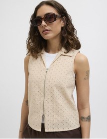 Resim Jack & Jones Kadın Gömlek Yaka Fermuar Kapamali Bluz - Selma - 12277424 Fog 