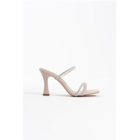 Resim Kadın Bej Taşlı İnce Topluklu Abiye Ayakkabı - Alvina Bej 