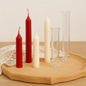 Resim 1 adet Vintage Kilise Esintili Aromaterapi Mum Kalıp Seti - Uzun Çubuk Mumlar için 2.2cm Çaplı Akrilik Silindir, Şeffaf - Kendin Yap Kokulu Mum Yapımı & Bayram Hediyeleri için İdeal 