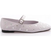 Resim Dgn 2050 Taş Süslemeli Kemer Detatli Kadin Babet Gümüş 