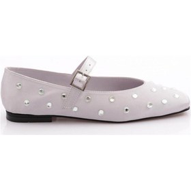 Resim Dgn 2050 Taş Süslemeli Kemer Detatli Kadin Babet Gümüş 