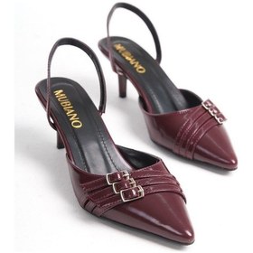 Resim Mubiano Mbhrn720-brd Kadın Arkası Açık Sivri Burun Rugan Bordo Stiletto & Topuklu Ayakkabı Bordo 