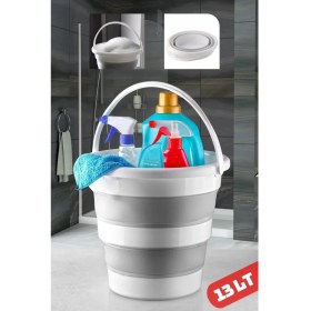 Resim Open Home 13 Lt Silikon Su Kovası Pratik Katlanır - Banyo Temizlik Kovası Çok Amaçlı Kulplu Kova 