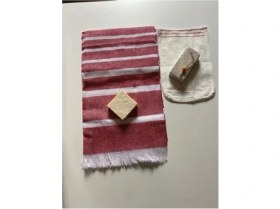 Resim Gelin Hamamı Seti, Premium Peştemal , Ponza Topuk Taşı, Doğal Zeytinyağı Sabun, Kese 4lü Set 