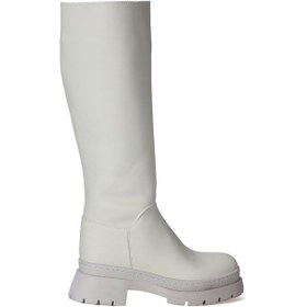 Resim Bej Kadın Kalın Topuk Çizme Bej 