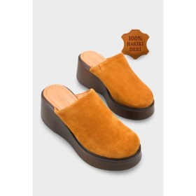 Resim Capone Outfitters Kelcey Hakiki Süet Dolgu Topuklu Kadın Sabo Terlik 