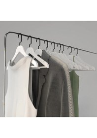 Resim Faravis Atelier Siyah - Beyaz Ahşap Lüks Askı Kıyafet Elbise Gömlek Ve Pantolon Askısı Amerikan Kanca 10 Adet v 