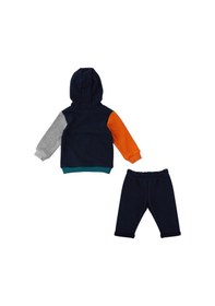 Resim Kapüşonlu Garnili Bebek 2 Li Takım Lacivert 