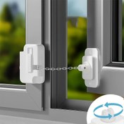 Resim 1 adet Ayarlanabilir Pencere Güvenlik Kilidi - Kendinden yapışkanlı, Matkap gerektirmeyen, Pencereler için Güvenli Havalandırma Sınırlı Durdurma, Metal ve Plastik Yapı, Ev Güvenliği için Kolay Kurulum, Pencere Güvenlik|Zincir Kilidi Mekanizması|Güvenli Havalandırma Durdurma, Pencere Kilidi 