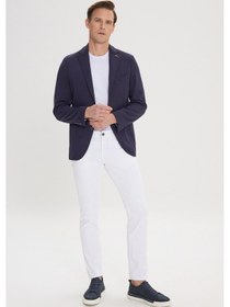 Resim AC&Co / Altınyıldız Classics Erkek Lacivert Slim Fit Dar Kesim Mono Yaka Casual Ceket 4A0422100018LAC586N Lacivert 