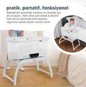 Resim Huggy 4 İn 1 Cozy Terazi Özellikli Bluetooth Portatif Beşik Krem 
