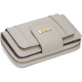 Resim Newish Polo Kadın Deri Desenli Telefon Kağıt Para Bölmeli Kartlık Ve Cüzdan - New389 Gri 