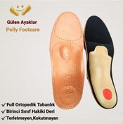 Resim POLLY FOOTCARE GÜLEN AYAKLAR Hakiki Derili Full Ortopedik Içe Basma Ve Düz Tabanlar Için Ayakkabı Iç Tabanlık Naturel 