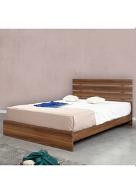 Resim Pasifichome Huga Çift Kişilik Ahşap Karyola Ceviz 180 Cm / Başlıklı Karyola 