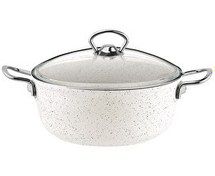 Resim Taç Gravita Döküm 20 CM Beyaz Derin Tencere TAC-3425 