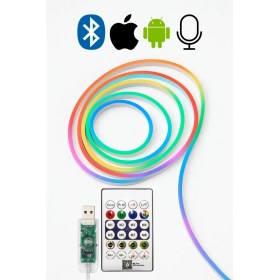 Resim Kumandalı Bluetoothlu 5 Metre USB Ile Çalışan Pixel Neon LED 6X12 mm Neon Piksel LED 