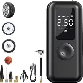 Resim 150psı Kablosuz Elektrikli Lastik Şişirme Pompası 6000mah Lcd Ekranlı Led Işıklı Hava Kompresörü 