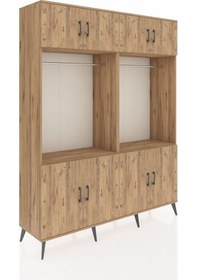 Resim Hyperion Gardrop 10 Raflı 8 Kapaklı 2 Askılı 176x44x221 Çam-çam Beyaz 