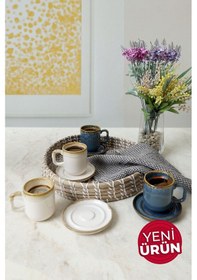 Resim Keramika Shizen Mavi / Krem Formart Kahve Takımı 8 Parça 4 Kişilik Q39-q44 Çok Renkli 