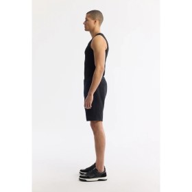 Resim AVVA Erkek Siyah Beli Lastikli %100 Keten Relaxed Fit Şort B003732 