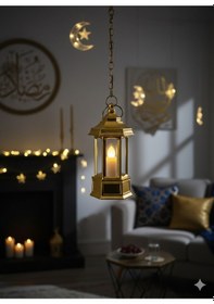 Resim Ramazan Ledli Dekoratif Fener Altın Renk 10 Cm Masa Ve Raf Süsü Diğer 
