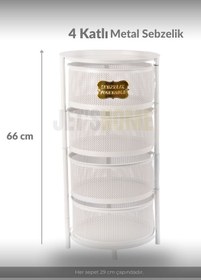 Resim 4 Katlı Sebzelik Açılır Metal Patates Soğan Sepeti Paslanmaz Meyvelik Organizer Sepet Beyaz Beyaz 