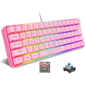 Resim vooka Trol Blue Switch Mini Rgb Oyun Klavyesi Gaming 62 Tuşlu 18 Rgb LED USB Tip-C Kablosu Pembe Uyumlu 