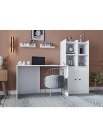 Resim Nettrends Modüler Oyuncu Masası Kitaplıklı Kapaklı Dolaplı Raflı Depolama Seti BEYAZ-NRG-OYNM-1002 