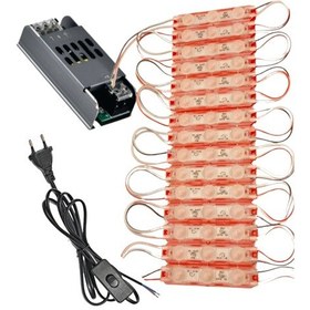 Resim 20 Adet 12 Volt 1.5 Watt 3 Lensli Kırmızı 2835 Smd Led Modül Ip65 Modül 5a Trafo Ve Arapurlu Güç Kab Kırmızı 