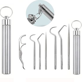 Resim Paslanmaz Çelik Diş Çubuğu 3/4/7pcs Set: Derin Diş Temizliği ve Yabancı Maddelerin Çıkarma İçin Yeniden Kullanılabilir ve Yıkanabilir Diş Çubukları - Saklama Kutusu ile, Kokusuz, Açık Hava veya Ev Kullanımı İçin Uygun 
