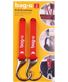 Resim 1000Nar 2'li Kırmızı BAG-U Araba Koltuk Kancası / Çanta Asma Aparatı / Askılık / Bebek Arabası Askı Aparatı 