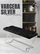 Resim Gazzini furniture Varcera Silver Bench Çapraz Metal Ayaklı Kapitoneli Model Antrasit Puf 