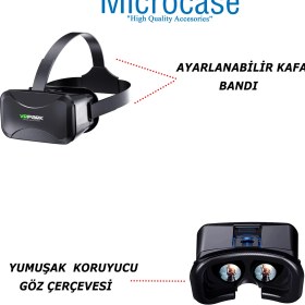 Resim Microcase VRPARK V7 3D Sanal Gerçeklik Gözlüğü-AL4741, Siyah Renk, Akıllı Telefonlarla Uyumlu 